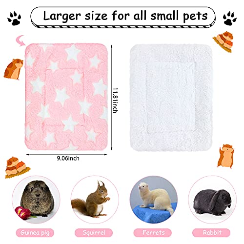 4 Pieces Rabbit Guinea Pig Bed Mats Soft Plush Bunny Pad Mats Small Animal Dog Cat Bed Dog Crate Kennel Pad Mat Hamster Cozy Dog Bed Mat for Small Animal (Big Twinkle, 10 x 11 Inch)