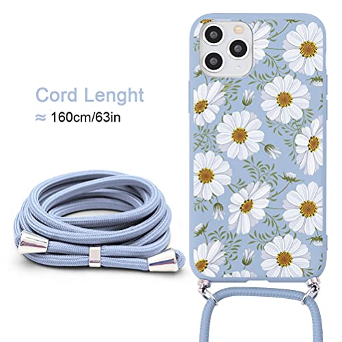 Pnakqil Compatible with Apple iPhone X/XS Case 5.8 inch, Crossbody Adjustable Necklace Lanyard with Fashion Pattern Design Soft Purple TPU Shockproof Protective Case for iPhone Xs, Flower 2