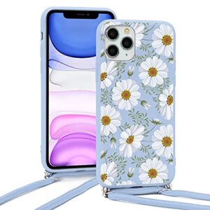 Pnakqil Compatible with Apple iPhone X/XS Case 5.8 inch, Crossbody Adjustable Necklace Lanyard with Fashion Pattern Design Soft Purple TPU Shockproof Protective Case for iPhone Xs, Flower 2