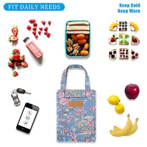 Insulated Lunch Bag Insulated Retro Lunch Box Freezable Leakproof Mini Lunch Bag Reusable Tote Bag Insulated Cooler Lunch Bag for Women Men Kid Travel Office Work School Beach (Chic Flower Style)