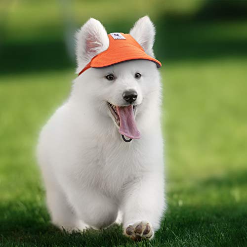 4 Pieces Dog Visor Hats Dog Baseball Hats Pet Sun Protection Hats Outdoor Sports Hats with Ear Holes Pet Baseball Hats with Adjustable Chin Strap for Extra Small Dogs