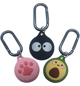 3 pack protective case compatible with apple airtag cases, cute cartoon silicone protective holder for airtag keychain, pet,luggage, newest design