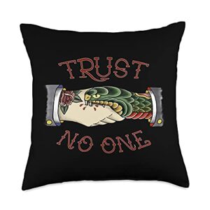 tshirtribe trust no one-american traditional tattoo throw pillow, 18x18, multicolor