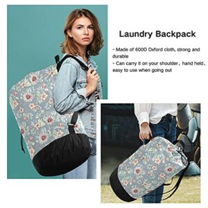 ALAZA Succulents Cactus Flower Laundry Bag Backpack Clothes Hamper Bag with Adjustable Shoulder Straps Drawstring Closure for Home Apartment College Dorm Travel