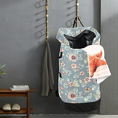 ALAZA Succulents Cactus Flower Laundry Bag Backpack Clothes Hamper Bag with Adjustable Shoulder Straps Drawstring Closure for Home Apartment College Dorm Travel