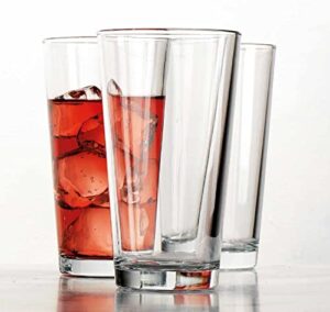 home essentials & beyond drinking glasses set of 10 highball glass cups 17 oz beer glasses, water, juice, cocktails, iced tea, bar glasses. dishwasher safe.