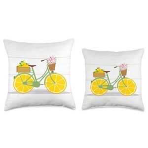 Wild Honey Collections Lemon Bicycle Rustic Farmhouse Throw Pillow, 16x16, Multicolor