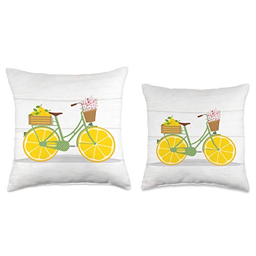 Wild Honey Collections Lemon Bicycle Rustic Farmhouse Throw Pillow, 16x16, Multicolor