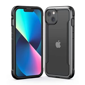 raptic shield for iphone 13 case for iphone 14 case, shockproof protective clear case, military 10ft drop tested, durable aluminum frame, anti-yellowing technology phone case for iphone 13, black