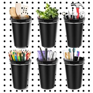 pegboard bins with rings 6 sets, pegboard ring styles hooks, pegboards cups holder for accessories, pencils, craft tools, and other assortments organizing (2021 black)