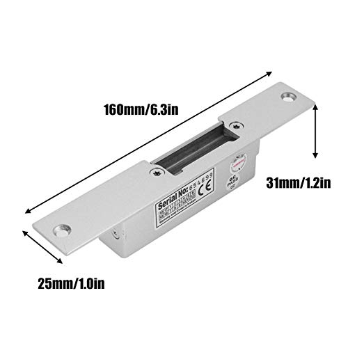 Electric Strike Door Lock, Standard Heavy Duty Electric Strike Lock for North American Door 500kg Holding Force for Wooden Metal PVC Doors(NO Cathode Lock)