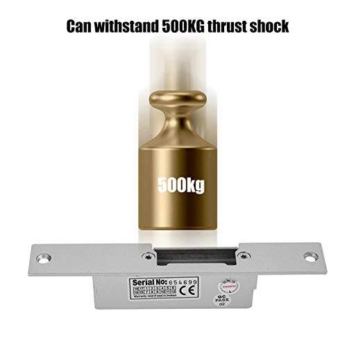 Electric Strike Door Lock, Standard Heavy Duty Electric Strike Lock for North American Door 500kg Holding Force for Wooden Metal PVC Doors(NO Cathode Lock)