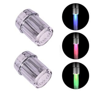 2pcs 3-color temperature sensitive gradient led water faucet light water stream color changing faucet tap sink faucet for kitchen and bathroom…