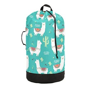 alpaca laundry bag heavy duty laundry backpack with shoulder straps and handles travel laundry bag with drawstring closure dirty clothes organizer for college dorm, apartment, camp travel