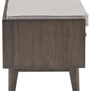 Signature Design by Ashley Chetfield Upholstered Mid-Century Modern Storage Bench, Brown