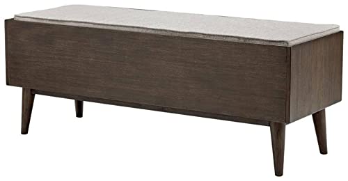 Signature Design by Ashley Chetfield Upholstered Mid-Century Modern Storage Bench, Brown