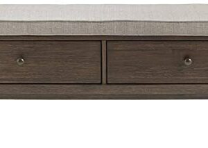 Signature Design by Ashley Chetfield Upholstered Mid-Century Modern Storage Bench, Brown