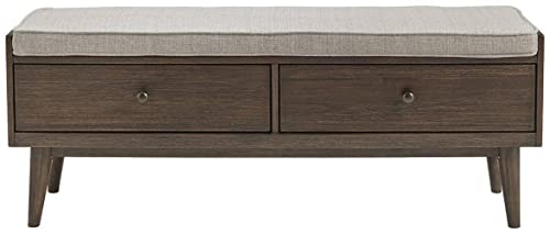 Signature Design by Ashley Chetfield Upholstered Mid-Century Modern Storage Bench, Brown