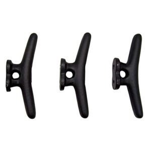Rustic Weathered Black Cast Iron Boat Cleat Wall Hooks, Nautical Home Décor, 4.75 Inches, Set of 3