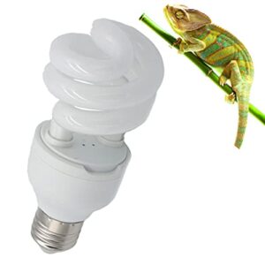 ptcctv uvb reptile light bulb 5.0 turtle lamp energy saving compact fluorescent bulbs for tropical rainforest amphibians pet aquarium fish lizard snake,e27 screw (uvb5.0 13w)