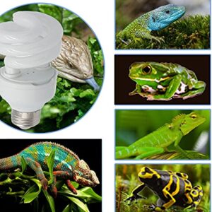 PTCCTV UVB Reptile Light Bulb 5.0 Turtle Lamp Energy Saving Compact Fluorescent Bulbs for Tropical Rainforest Amphibians Pet aquarium Fish Lizard Snake,E27 Screw (UVB5.0 13W)