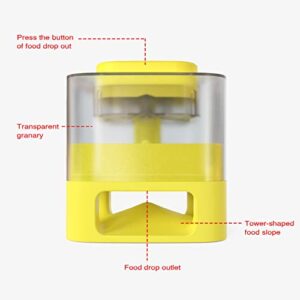 Pet Instant Non-Electric Automatic Dog Fun Food Catapult Dispenser, Square Transparent Visible Granary Slow Feeder for Pets, with Anti-Slip Rubber Pad for Cats Dogs Toys Yellow