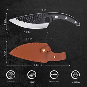 Huusk Viking Knife, Japan Kitchen Huusk Knife Full Tang Butcher Boning Knives High Carbon Steel Meat Cleaver Japan knives Caveman Knives with Sheath for Meat Cutting, Home or Camping