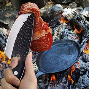 Huusk Viking Knife, Japan Kitchen Huusk Knife Full Tang Butcher Boning Knives High Carbon Steel Meat Cleaver Japan knives Caveman Knives with Sheath for Meat Cutting, Home or Camping