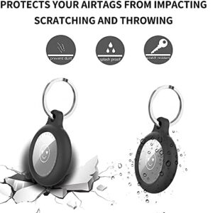 2 Pack Waterproof Keychain for AirTag 2021, White AirTag Holder with Anti-Lost Case Cover for Apple Air Tags Tracker, Accessories for Air Tag Dog Key Finder