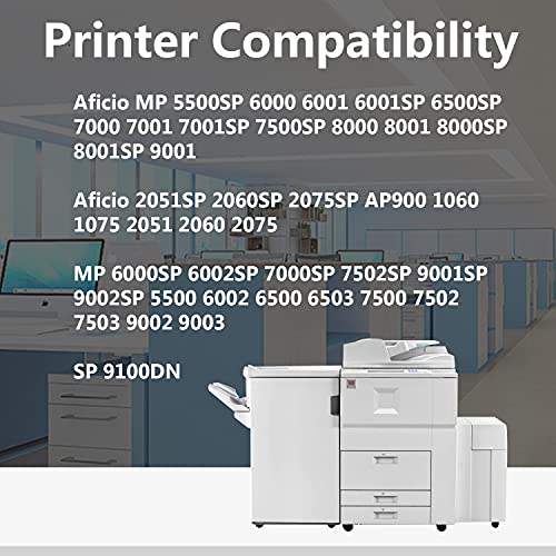 3-Black 885400/841332 Compatible Toner Cartridge Replacement for Ricoh Aficio AP900 1060 1075 2051 2060 2075 MP 6500SP 7000 7001 6503 7500 7503 9002 SP 9100DN Printer Ink Cartridge