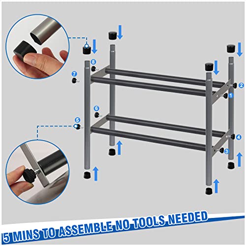 HEDOMII 2-Tier Expandable Shoe Rack, Stackable and Adjustable Shoes Organizer Storage Shelf, Sturdy and Durable Metal Structure Free Standing Shoe Rack for Closet Entryway Doorway