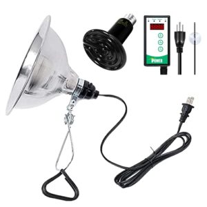 simple deluxe 150w reptile ceramic heat bulb with 8.5 inch clamp lamp and digital thermostat controller combo set for incubating chicken & amphibian pet