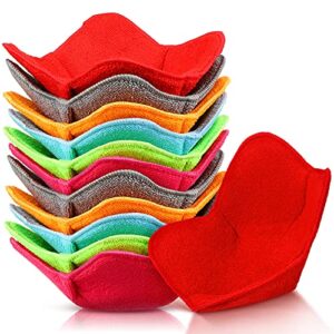 12 pieces microwave safe bowl holders hot bowl holder polyester plate huggers protect your hands from hot dishes for heating soup, leftover food, meals (assorted colors)