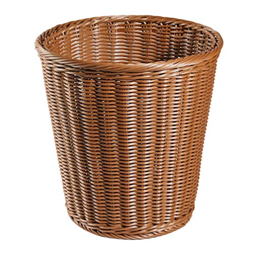 BESPORTBLE Ornament Container Household Trash Can, Plastic Wastebasket Flowerpot Woven Open Garbage Container Wastebasket Retro Waste bin (Imitated Rattan Style) Hand-Woven Rubbish Container