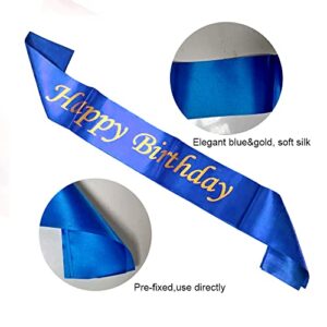 yujiaonly 16TH Birthday Party Decorations Blue Happy Birthday Foil Balloons Blue Number 16 Happy birthday Sash Cake Topper Latex and Confetti Balloons Blue original garland Banner Number 16 Blue