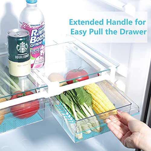 Refrigerator Organizer Bins with Handle - Farochy 2PCS Pull-out Fridge Drawer Organizer Refrigerator Storage Box Refrigerator Egg Drawer