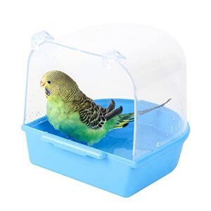 Bird Bath Tub,Hanging Bathtub Bird Cage Supplies with Hooks,Water Shower Transparent Box Food Feeder Holder Tray for Small Birds, Canary, Budgies,Parrot 13X14X13cm