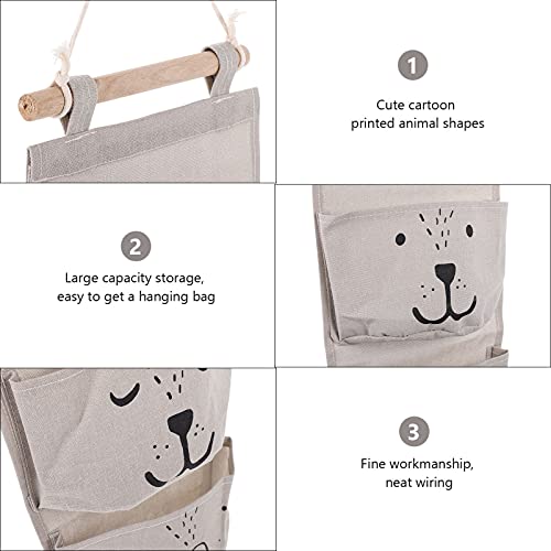 TOYANDONA Grey Wall Hanging Storage Bag Linen Farbric Over The Door Organizer Hanging Storage Pouches with 3 Pockets for Bedroom Bathroom Closet Green/ 2pcs