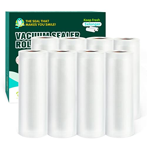 Happy Seal Vacuum Sealer Bags 11x25 Rolls 8 Pack for Food Saver, Seal a Meal, BPA Free, Commercial Grade, Great for Vac Storage, Meal Prep or Sous Vide