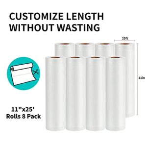 Happy Seal Vacuum Sealer Bags 11x25 Rolls 8 Pack for Food Saver, Seal a Meal, BPA Free, Commercial Grade, Great for Vac Storage, Meal Prep or Sous Vide