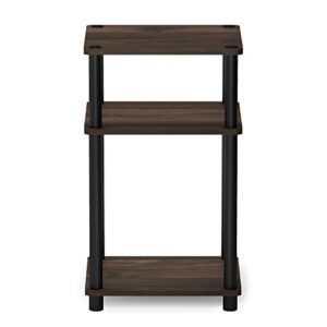 Furinno Turn-N-Tube 4-Tier Multipurpose Shelf Display Rack, Single, Columbia Walnut/Black & Just 3-Tier End Table, 1-Pack, Columbia Walnut/Black