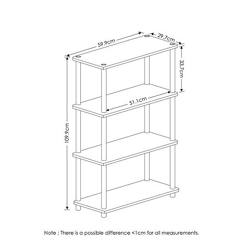 Furinno Turn-N-Tube 4-Tier Multipurpose Shelf Display Rack, Single, Columbia Walnut/Black & Just 3-Tier End Table, 1-Pack, Columbia Walnut/Black