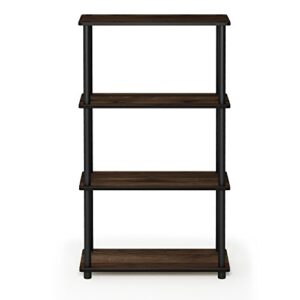 Furinno Turn-N-Tube 4-Tier Multipurpose Shelf Display Rack, Single, Columbia Walnut/Black & Just 3-Tier End Table, 1-Pack, Columbia Walnut/Black