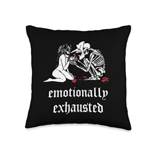edgy aesthetic soft grunge clothes & accessories gothic emo sad skeleton skull e-girl e-boy throw pillow, 16x16, multicolor