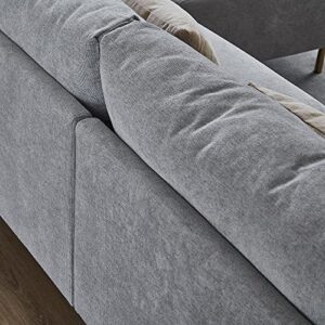 Familymill 143'' U-Shaped Convertible Linen Sectional Sofa Living Room Sofa Couch with 2 Ottomans, Grey