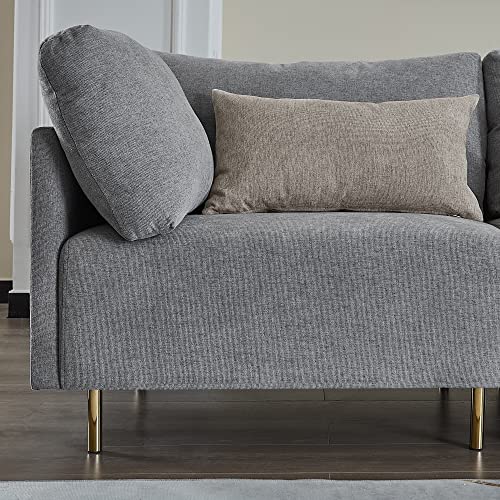 Familymill 143'' U-Shaped Convertible Linen Sectional Sofa Living Room Sofa Couch with 2 Ottomans, Grey