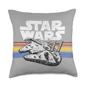 star wars millennium falcon grey retro stripes 77 throw pillow