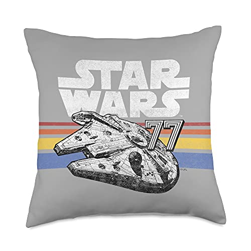 Star Wars Millennium Falcon Grey Retro Stripes 77 Throw Pillow