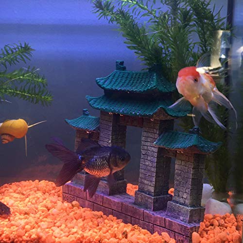 Mairuker Aquarium Decorations Fish Tank Chinese Temple Landscape Decor Aquarium Accessories for Fish and Shrimp