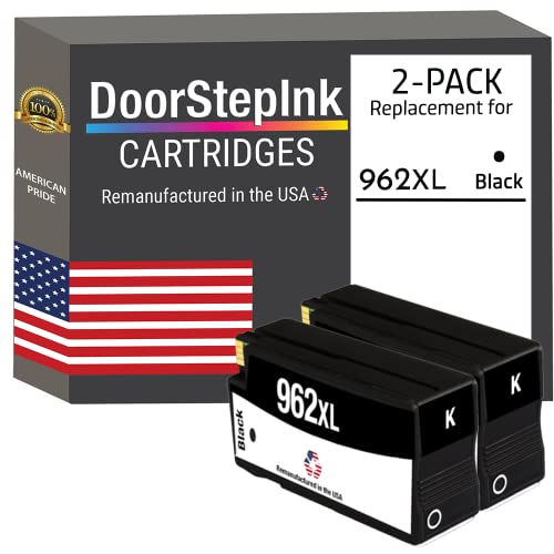 DoorStepInk Remanufactured in The USA Ink Cartridge Replacements for HP 962 XL 962XL 2 Black for Printers HP Officejet Pro 9010 9012 9013 9015 9016 9019 9020